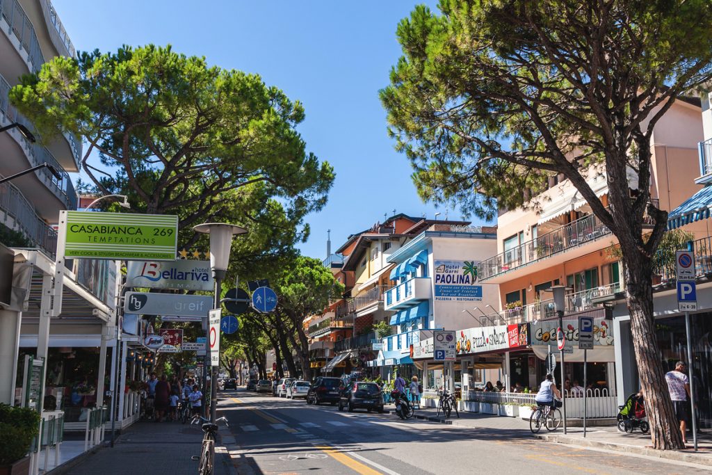 Street in the resort town of Lido di Jesolo. 