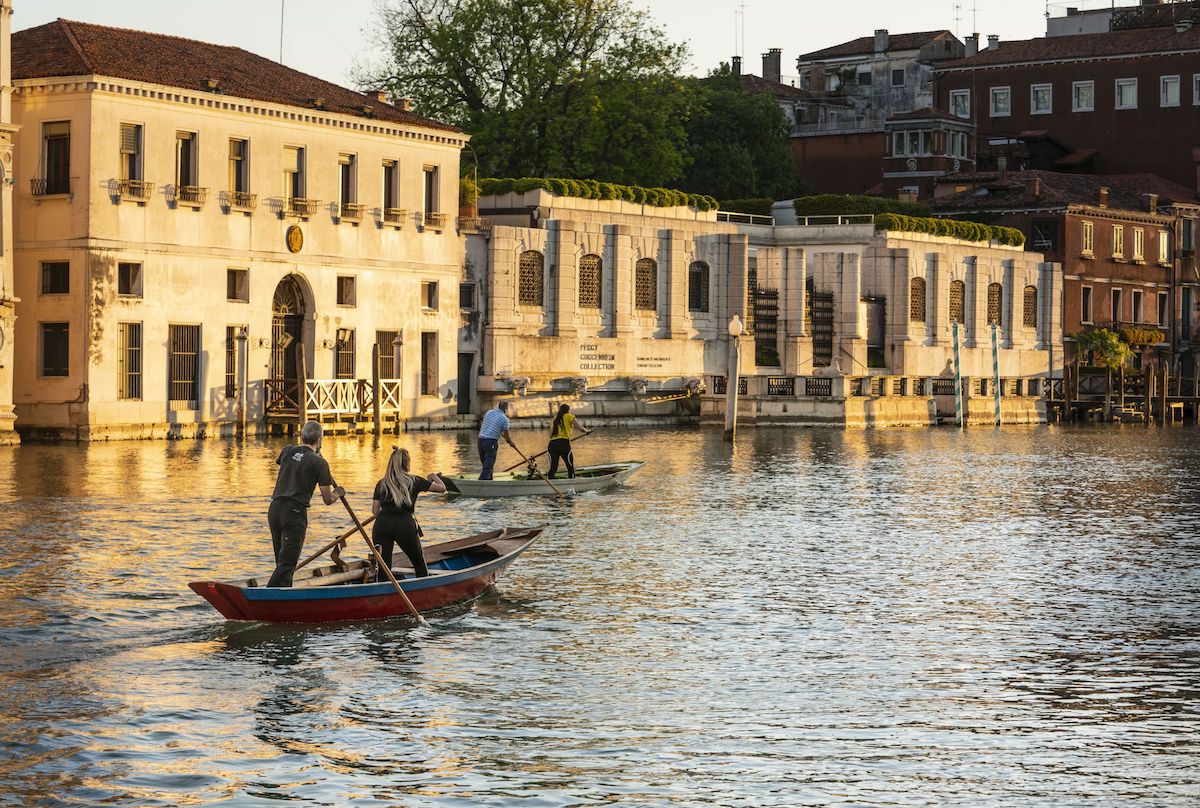 Gondolas in front of Peggy Guggenheim Musem Venice