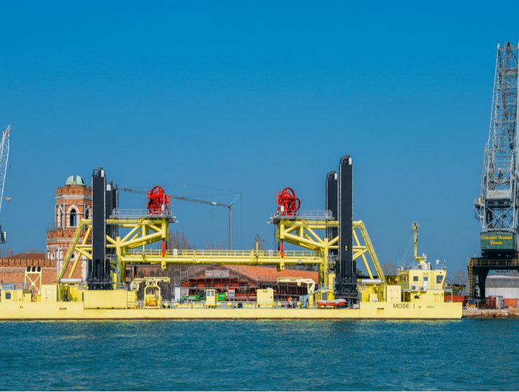 Mose flood barrier system in Venice.