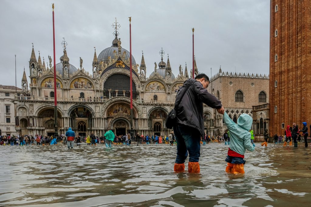Flooded St. Mark Basilica in Venice in November 2019.