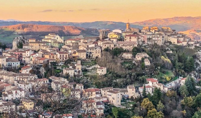 aerial view of Castropignano, Molise in Italy