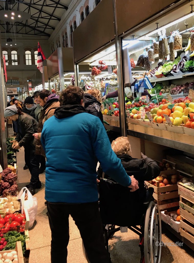 People shopping at a market