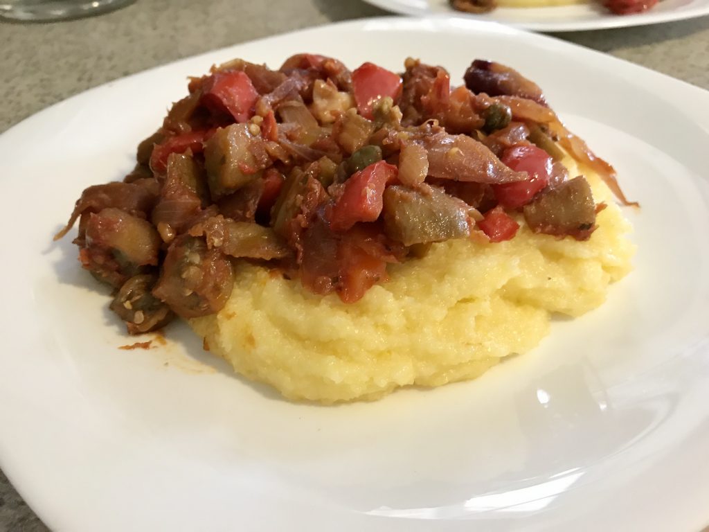 virtual vegan cooking class: caponata and vegan polenta