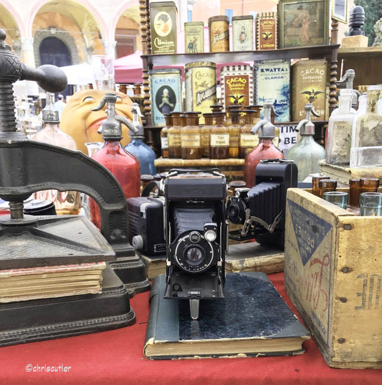 antique camera, boook press, booklets, etc