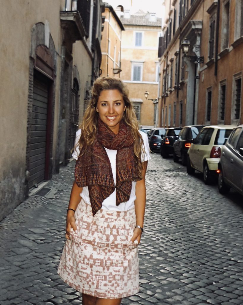 Kylie Flavell in Rome alley.