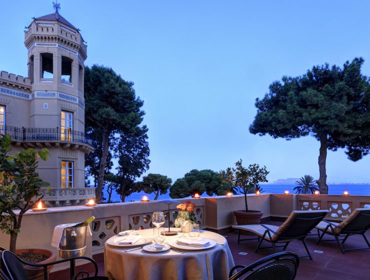 Luxury Travel: Villa Igiea in Sicily on rooftop in at night