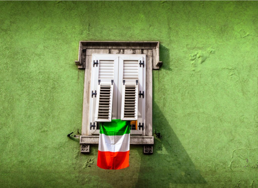Italian flag hung from window