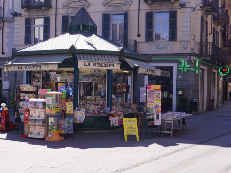 Press: News stand in Italy