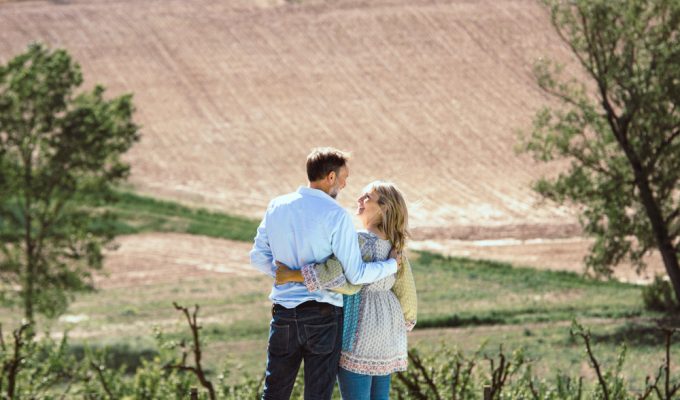 Slow living in Italy: Mark and Sara Hayes overlooking No. 18 Casa di Campagna in Northern Italy