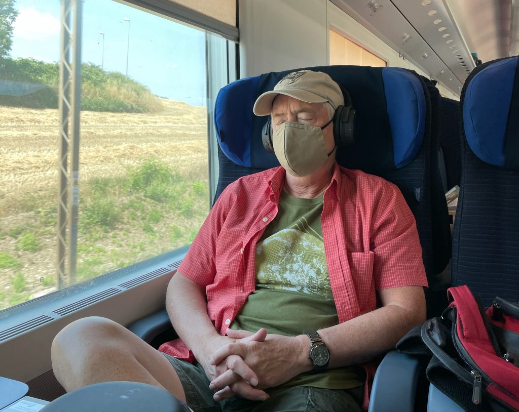 Man on train ride