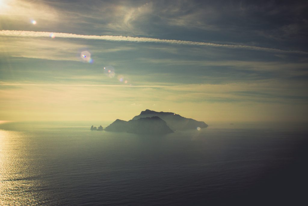 Spaghetti alla Nerano - view of Nerano looking towards Capri