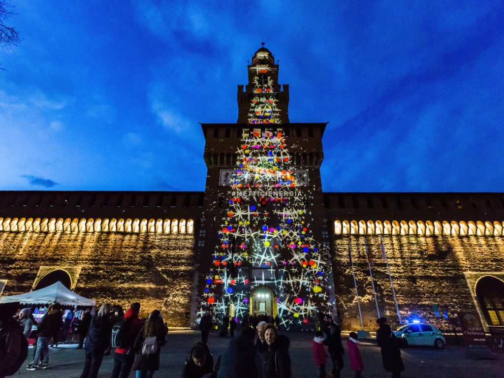 Piazza Castello Milan, Italy at Christmas