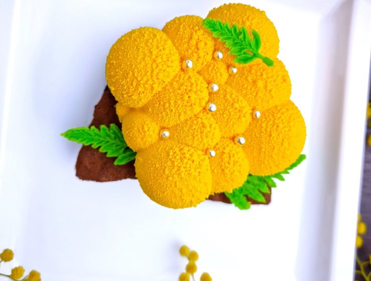 International Women's Day Mimosa cake on a plate