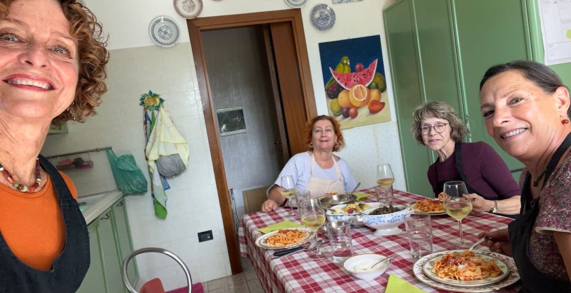 Friends in Tuscia at cooking class