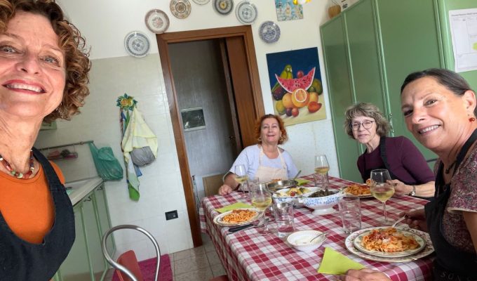 Friends in Tuscia at cooking class