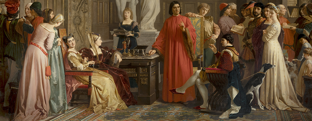 Amos Cassioli, Lorenzo dei Medici shows Galeazzo Sforza his art collection, 1868