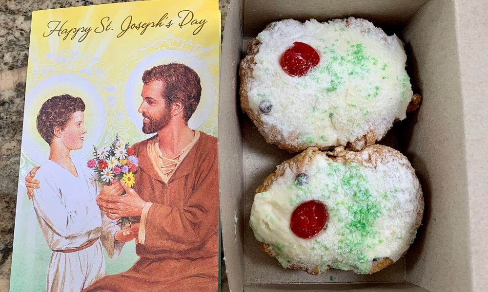 Zeppole and St. Joseph's day card - Festa di San Giuseppe