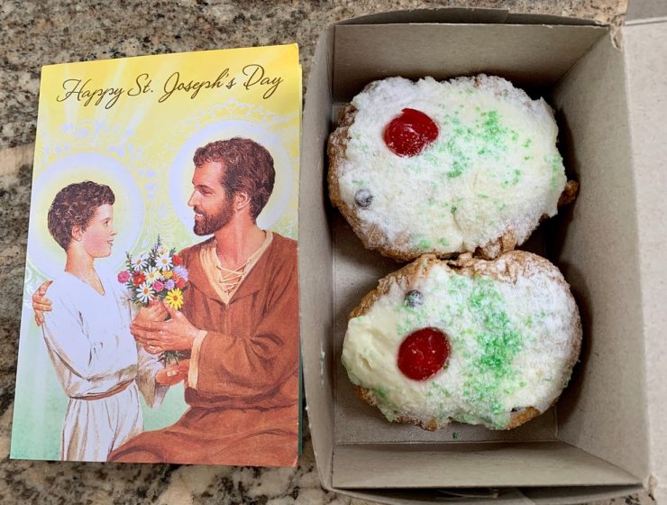 Zeppole and St. Joseph's day card - Festa di San Giuseppe