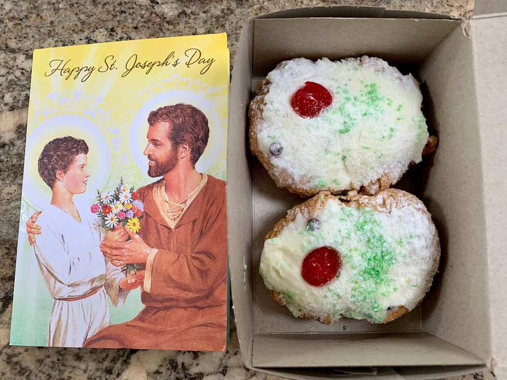 Zeppole and St. Joseph's day card - La Festa di San Giuseppe