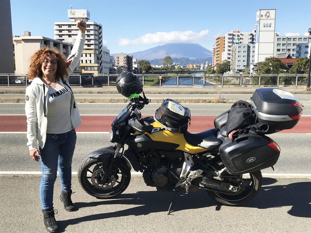 Rosaria Iazzetta  during her bike journey where she traveled from Italy to Japan