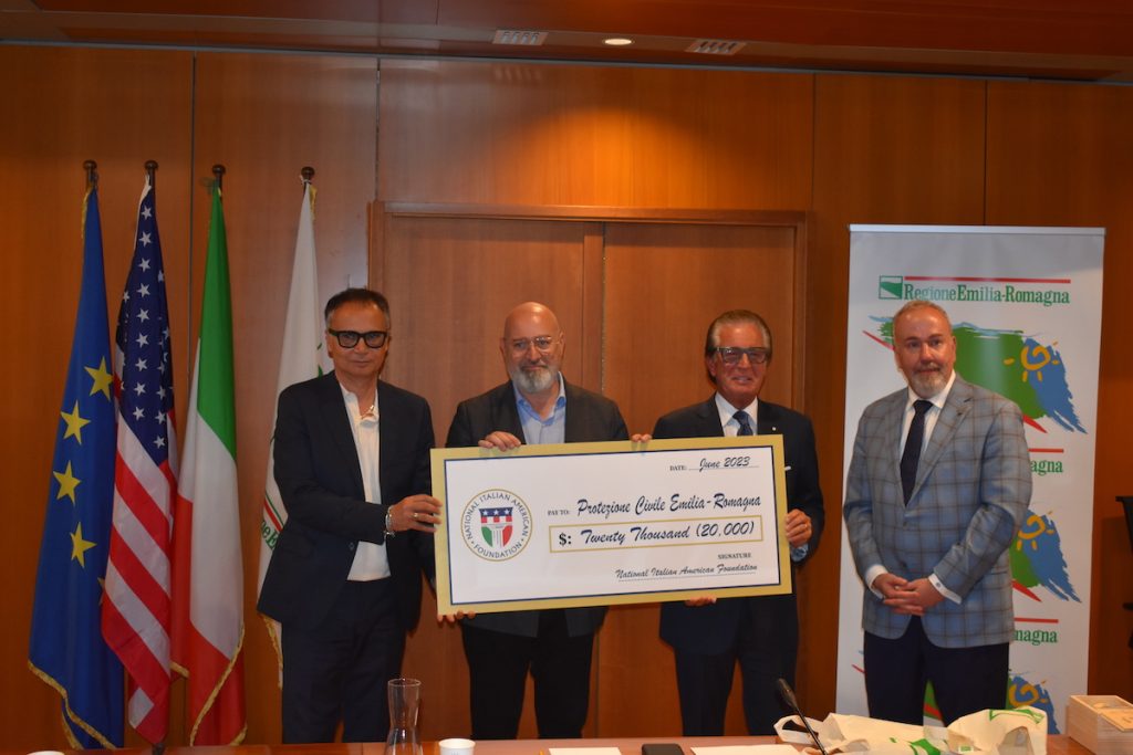 NIAF presents check for Emilia Romagna flood relief