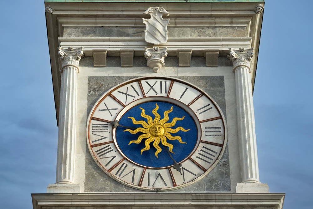 close-up of clock in Udine
