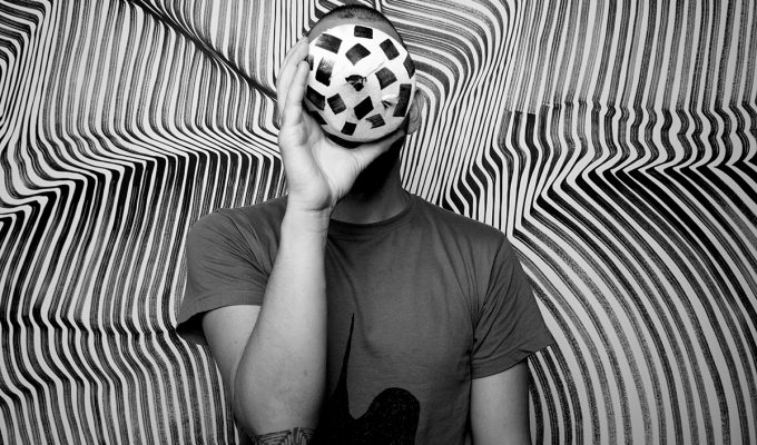 Jacopo Ceccarelli in front of his work