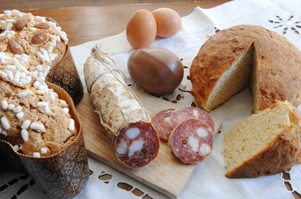 Pasqua Colomba and traditional Easter salami