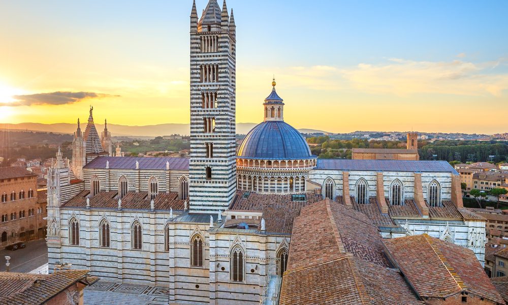 Siena Cathedral at sunset.