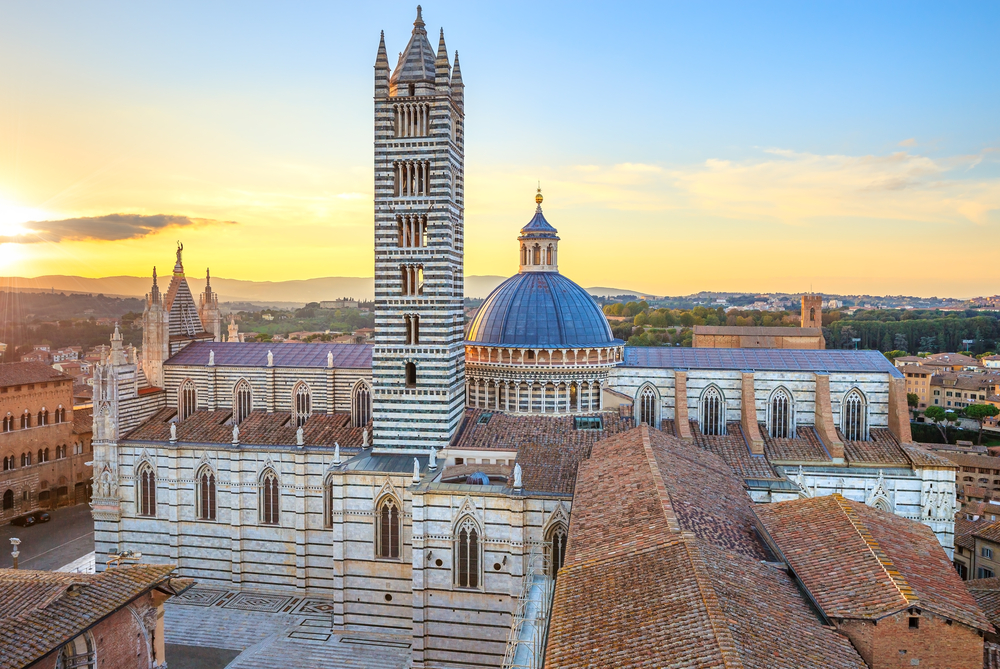 Siena Cathedral at sunset.