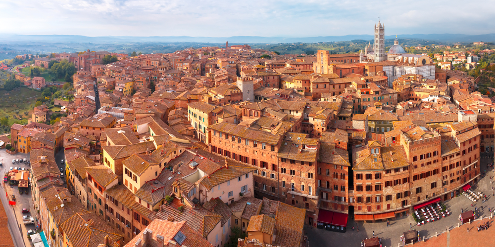 aerial view of Siena in Tuscany