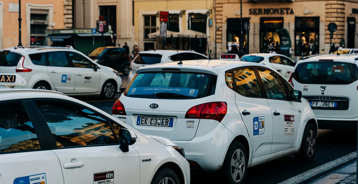 Line of taxis in Rome