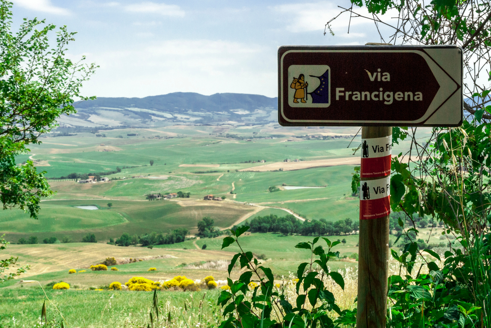 Via Francigena sign in Tuscany