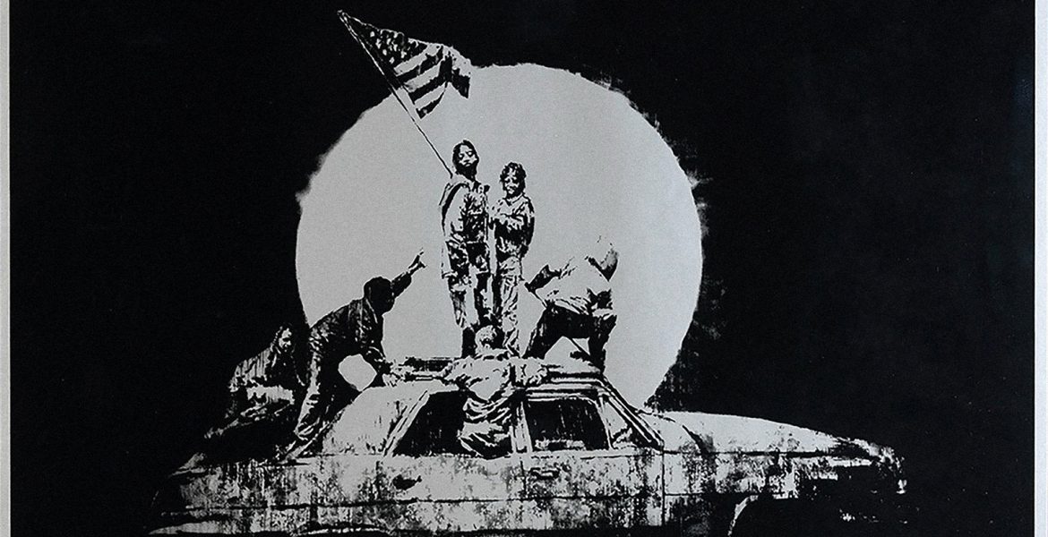 Banksy_Silver-Flag_Serigrafia