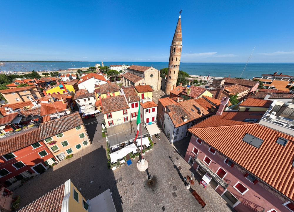 Caorle, Veneto Italy aerial a city near Venice.
