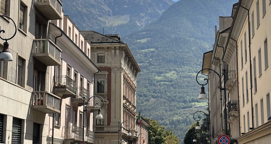 Valle d'Aosta - view from town with mountains in the background