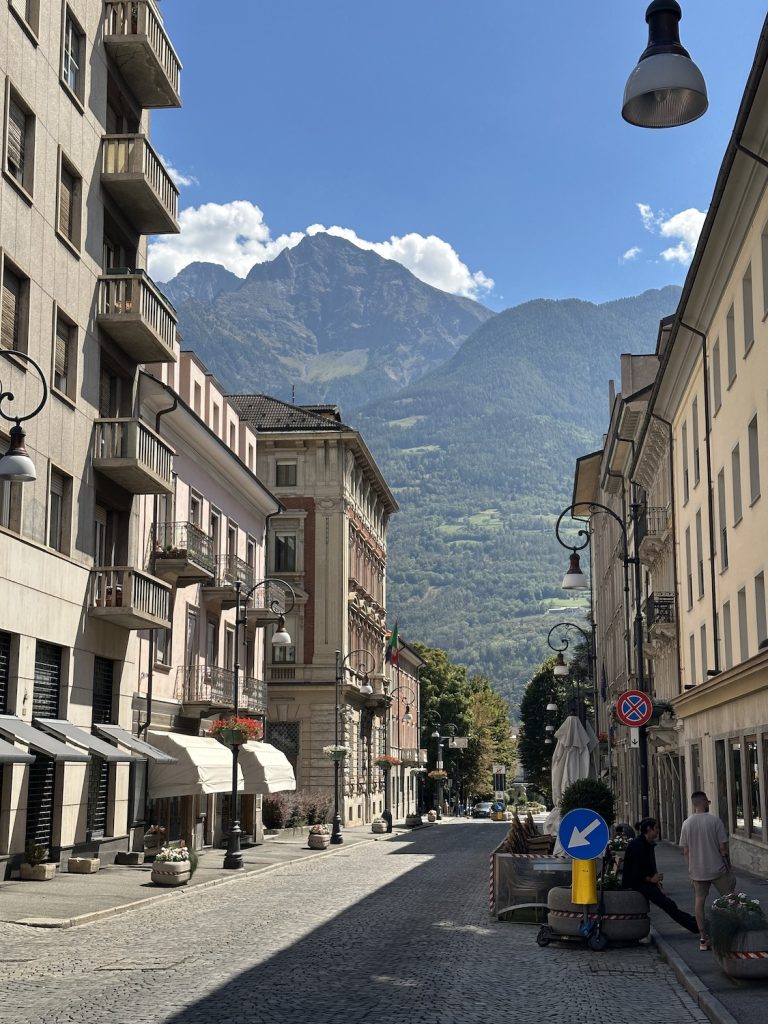 Valle d'Aosta - view from town with mountains in the background