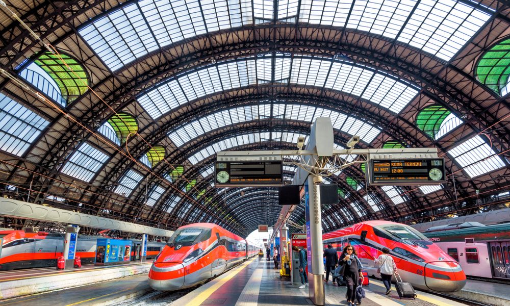 Italy by train. Milan Central high-speed train