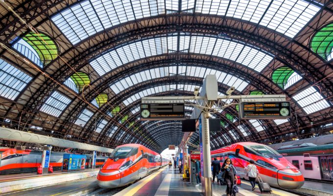Italy by train. Milan Central high-speed train