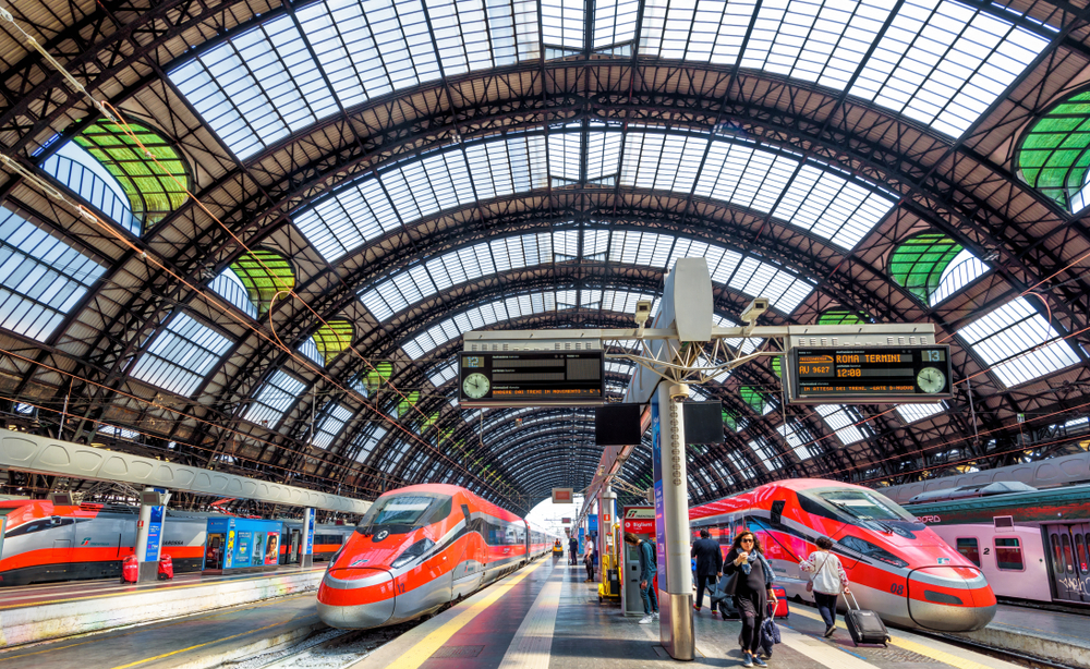 Italy by train. Milan Central high-speed train