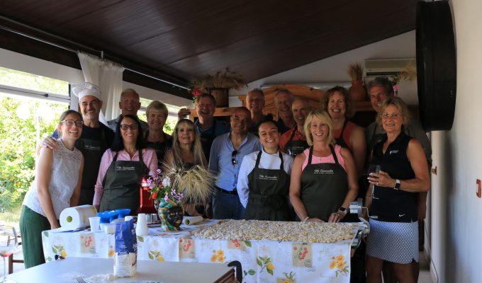 Tourist group after cooking class at Villa Cammaratini