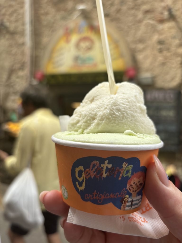 gelato in a cup from Alberto Gelateria, Corniglia