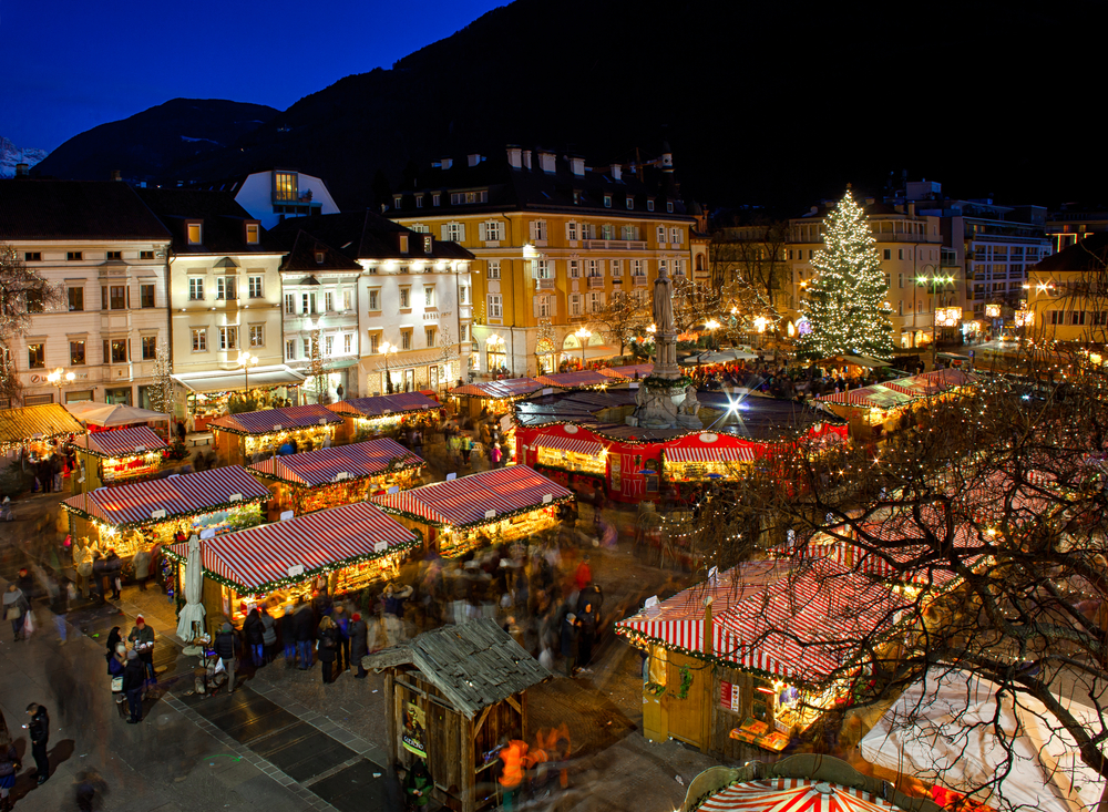 Christmas market in Italy - Bolzano aerial