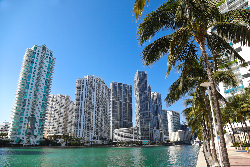 Miami skyline from water