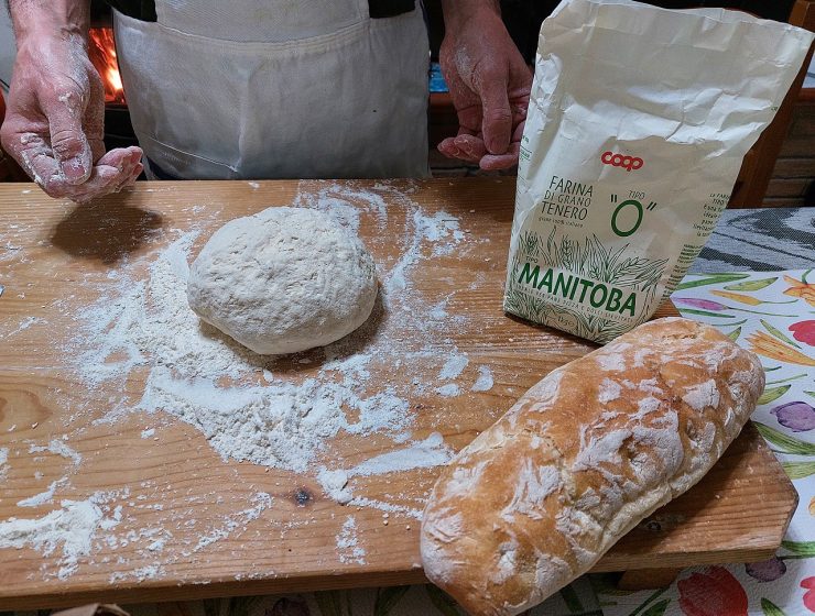 il pane toscano flour and dough ball