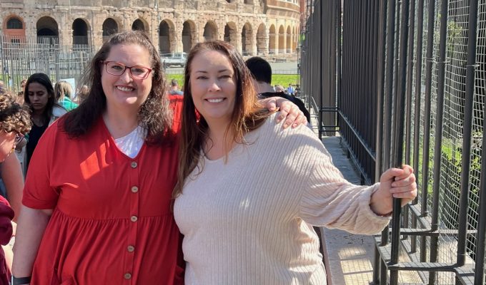Lisa and Lorrah of The Amateurs Abroad at Rome colosseum