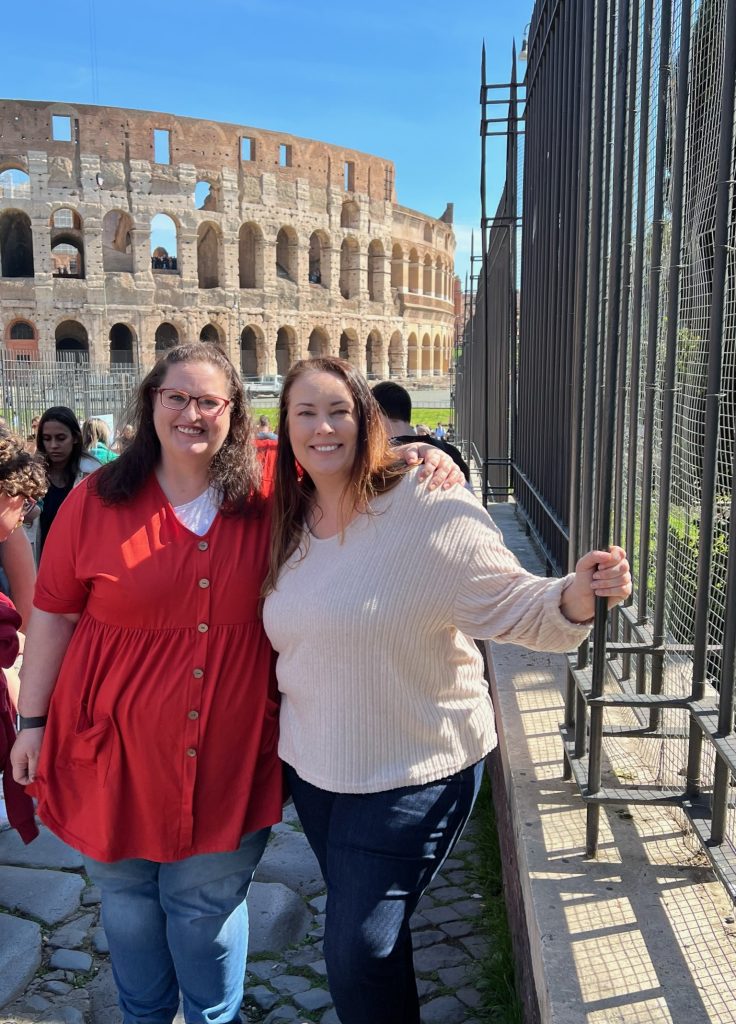 Lisa and Lorrah of The Amateurs Abroad at Rome colosseum