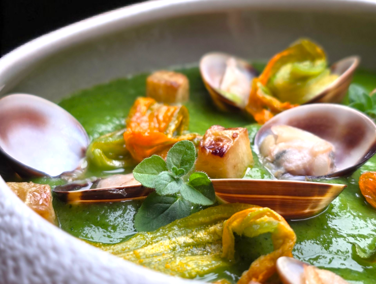 Zucchini Cream with Clams and Zucchini Flowers Recipe