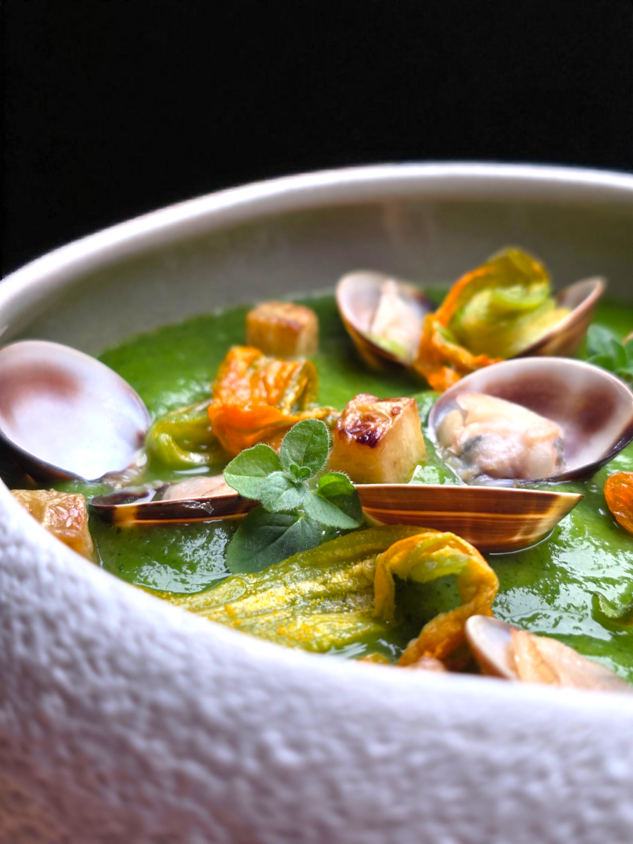 Zucchini Cream with Clams and Zucchini Flowers Recipe