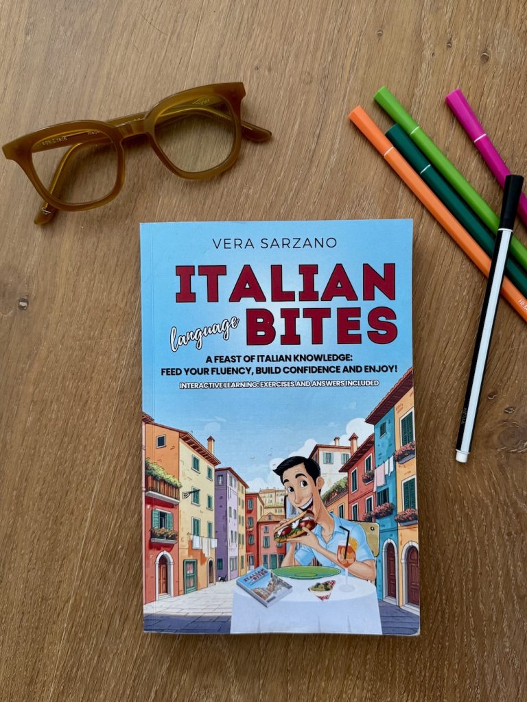 Italian Language Bites book cover, Vera Sarazano | Holiday Gift Guide Inspired by Italy